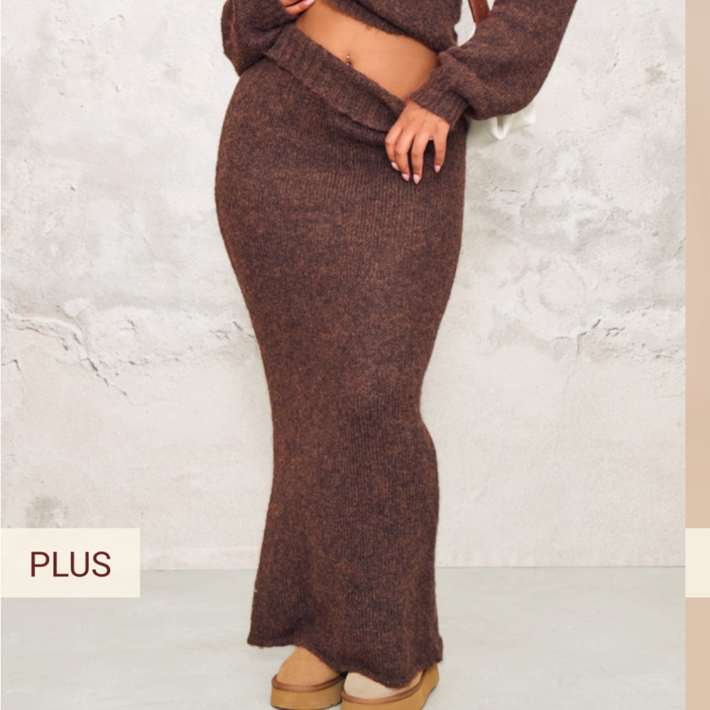 PrettyLittleThing Chocolate Knit Pencil Skirt